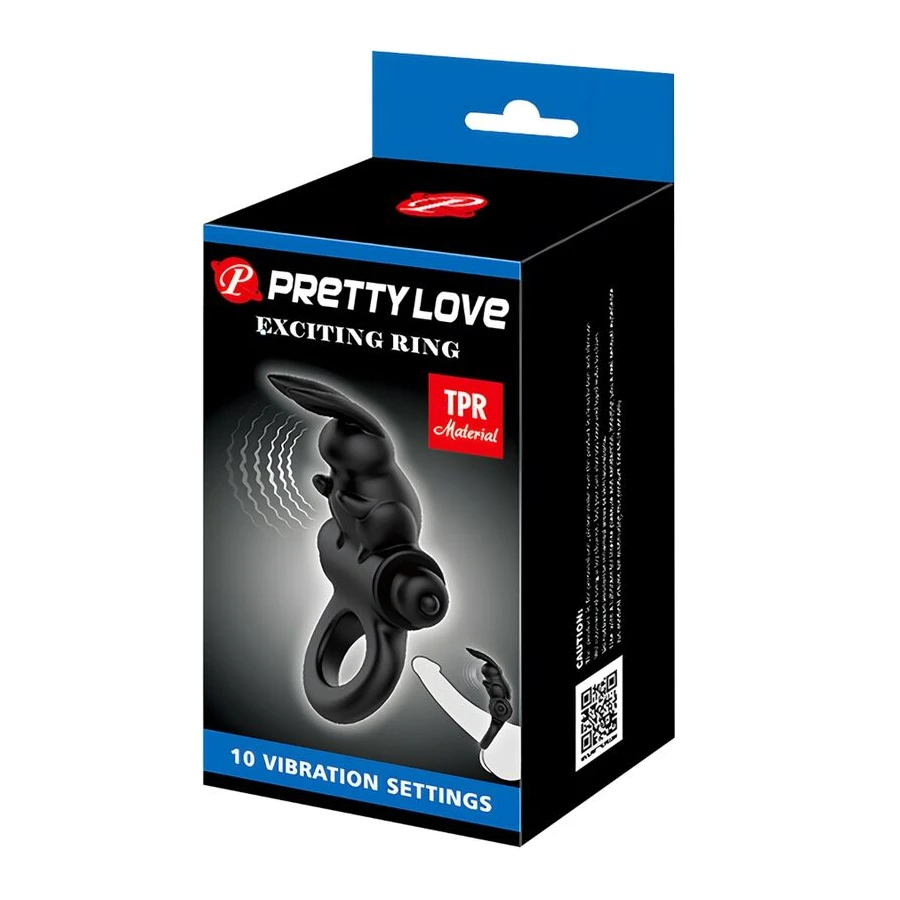 PRETTY LOVE - AUFREGENDER RING RABBIT VIBRATORRING 10 VIBRATIONEN SCHWARZ